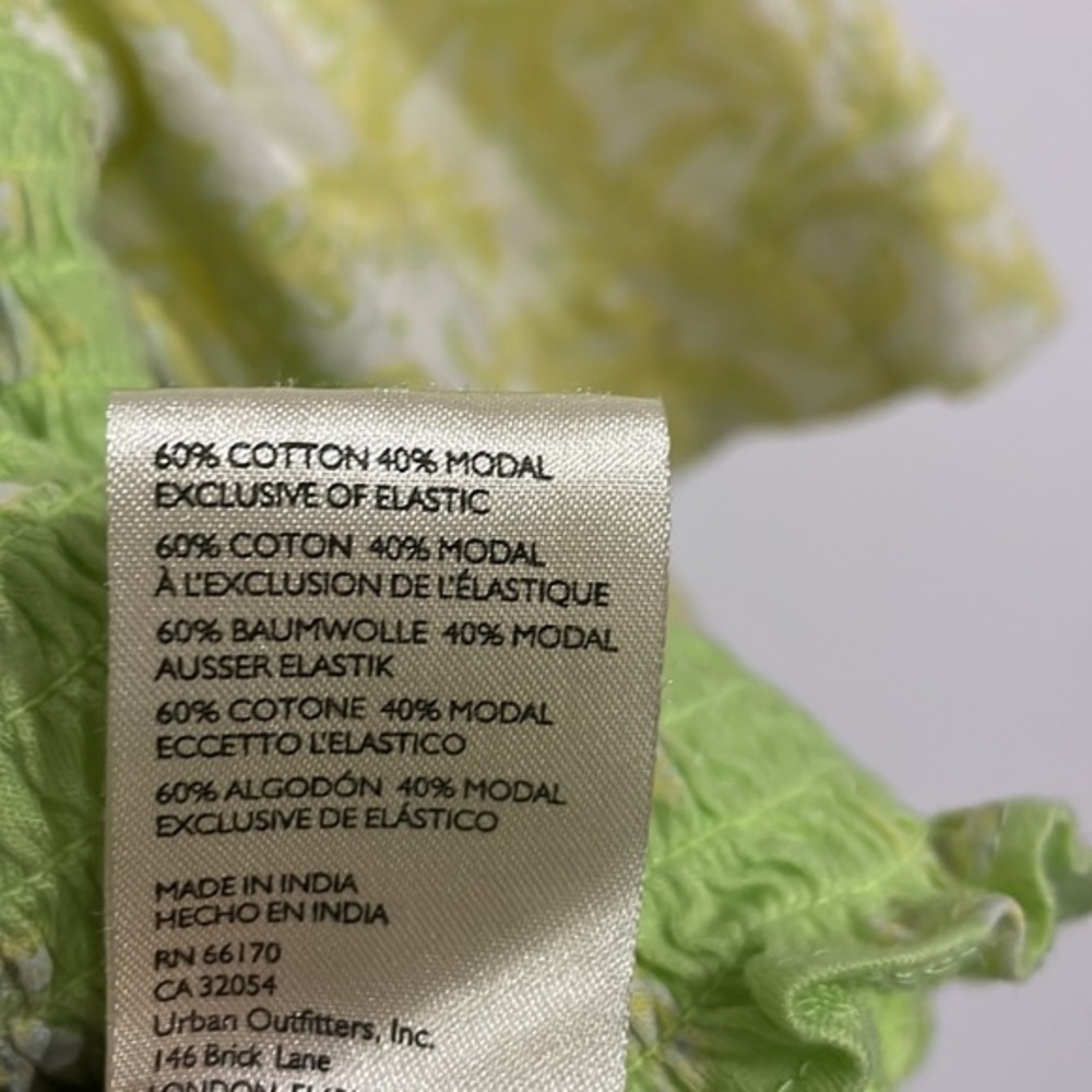 NWT free people Square Neck Contrast Short Sleeve Floral Print Smocked Top - Picture 7 of 7